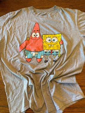 SpongeBob Squarepants Gray Tee with Yellow & Pink Characters